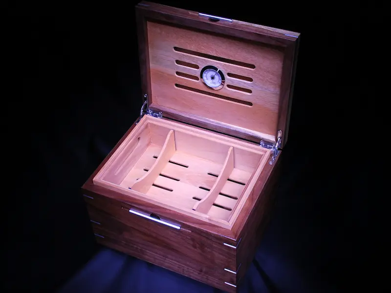 Custom walnut Desktop Humidor in our Bespoke Furnishings Collection.