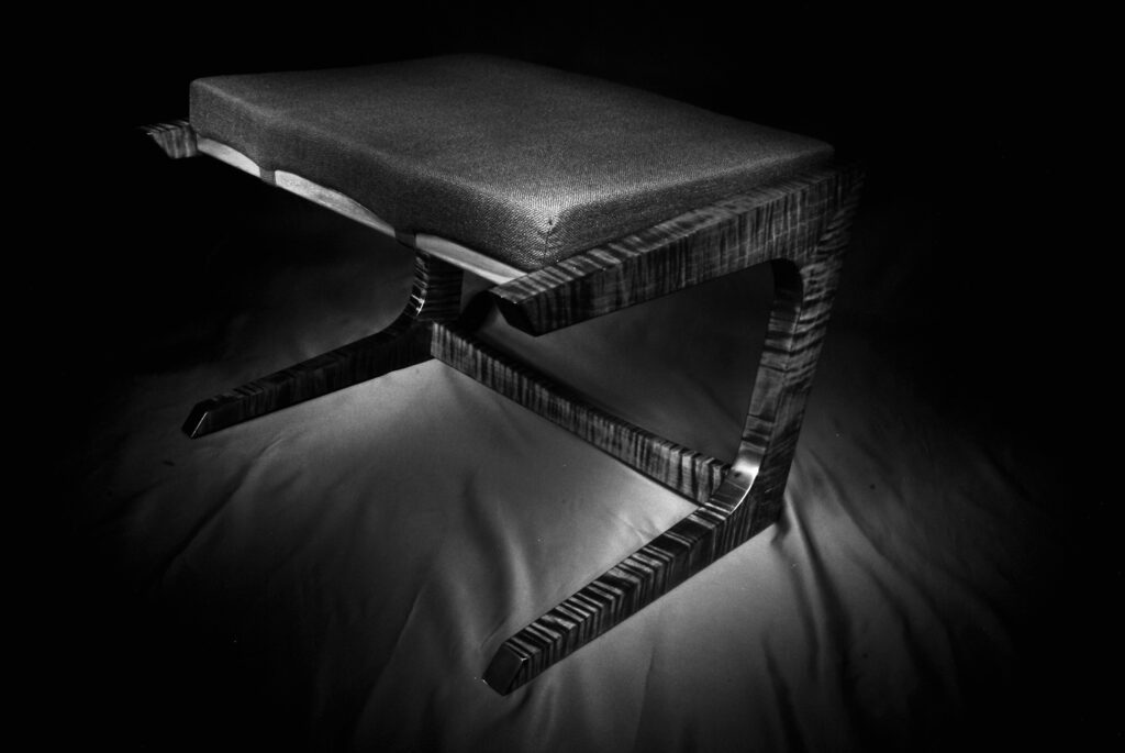 Noir Crest Ottoman - Black and White