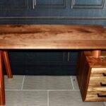 Custom Furniture Design - Luxury Handcrafted Vanity Desk. Black walnut top, Jatoba legs, Black Limba drawer faces