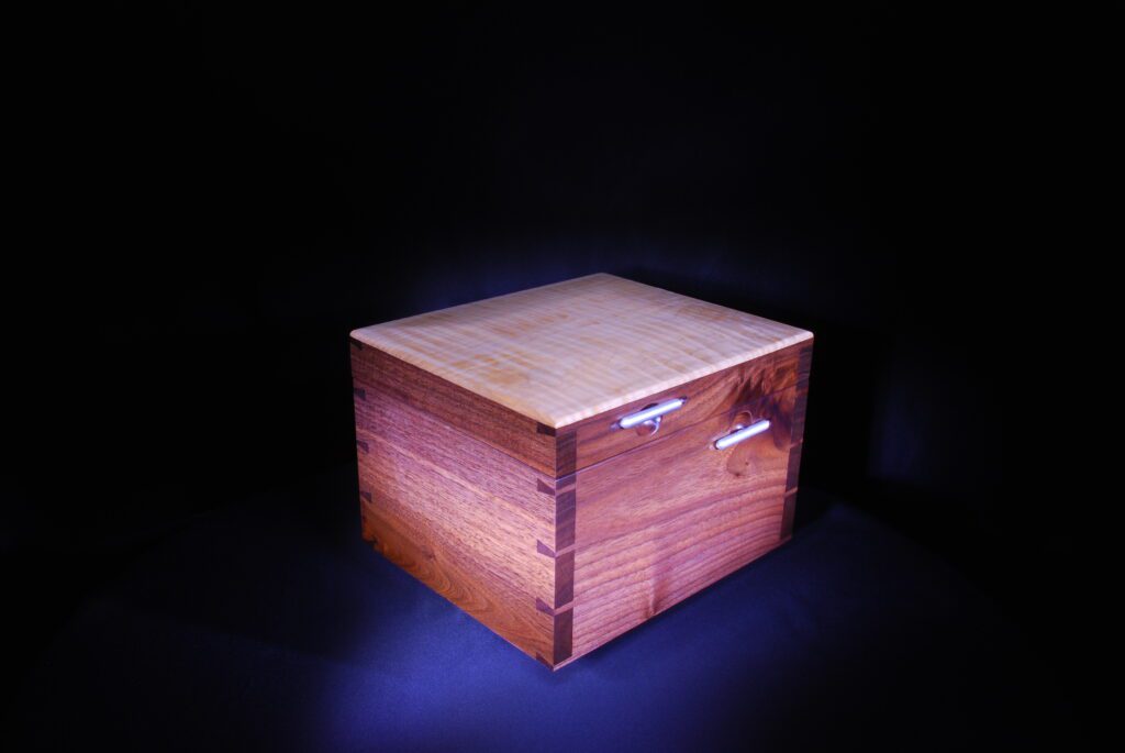 Closed Walnut Humidor with Curly Maple lid