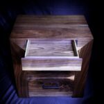 Minimalist Walnut Nightstand 2 - Front View Top Drawer Open