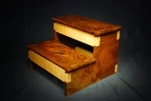 Walnut and Curly Maple Step Stool with black Epoxy