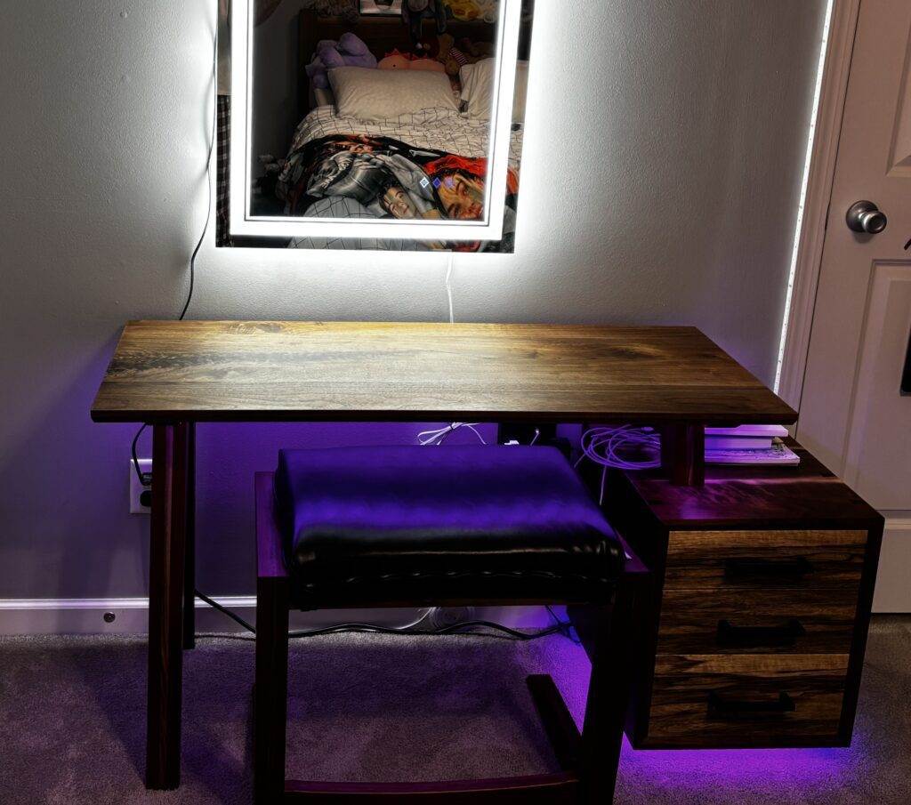 Vanity Desk with LED's and Vanity Mirror