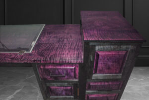 Front-top view of right-side cabinets of custom-built desk by Majesty Woodworks